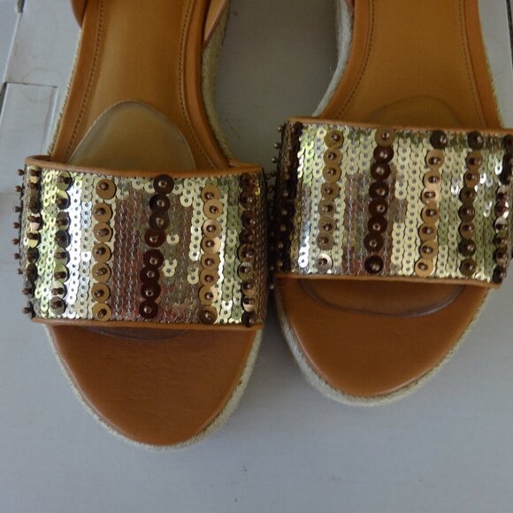 Vince Camuto Kathalia platform sandals size 8.5M, Gold/Copper sequin foot straps - Picture 5 of 16